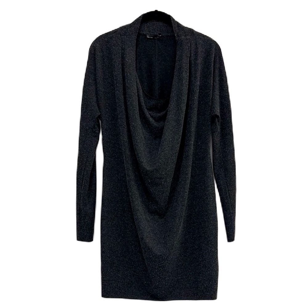 Zara knit cowl neck mini dress dark grey color size small.